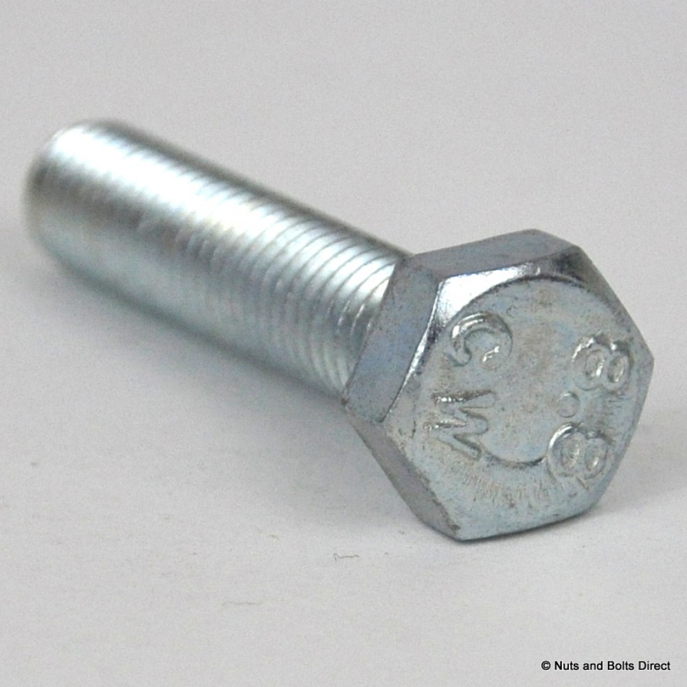 M8 x 80mm Hex Head Set Screw DIN 933 Metric 8.8 Grade Zinc Plate Fully